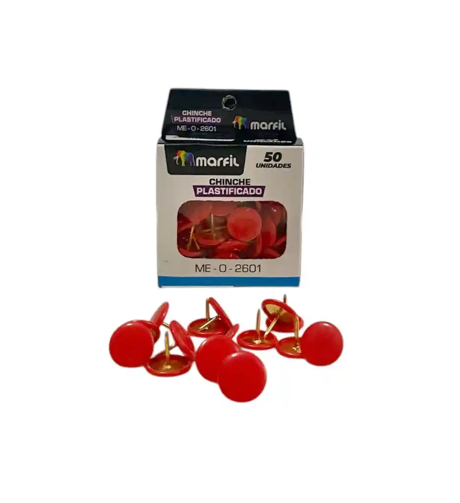 Chinches Plastificados Rojo Caja X50 Unidades Marfil