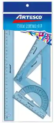 Estuche Geométrico Artesco (regla 30cm - Transportador 180° - Escuadras 20cm 60° Y 45°)