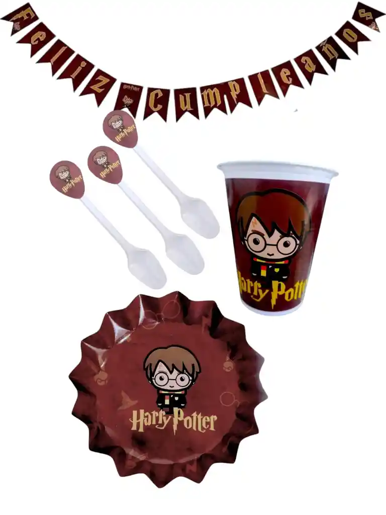 Kit Decoración Cumpleaños Harry Potter Para 12 Pax Fiesta