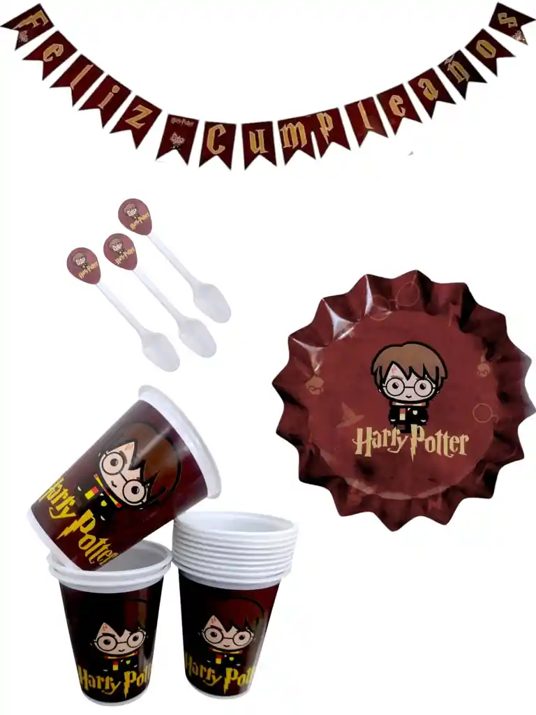 Kit Decoración Cumpleaños Harry Potter Para 12 Pax Fiesta