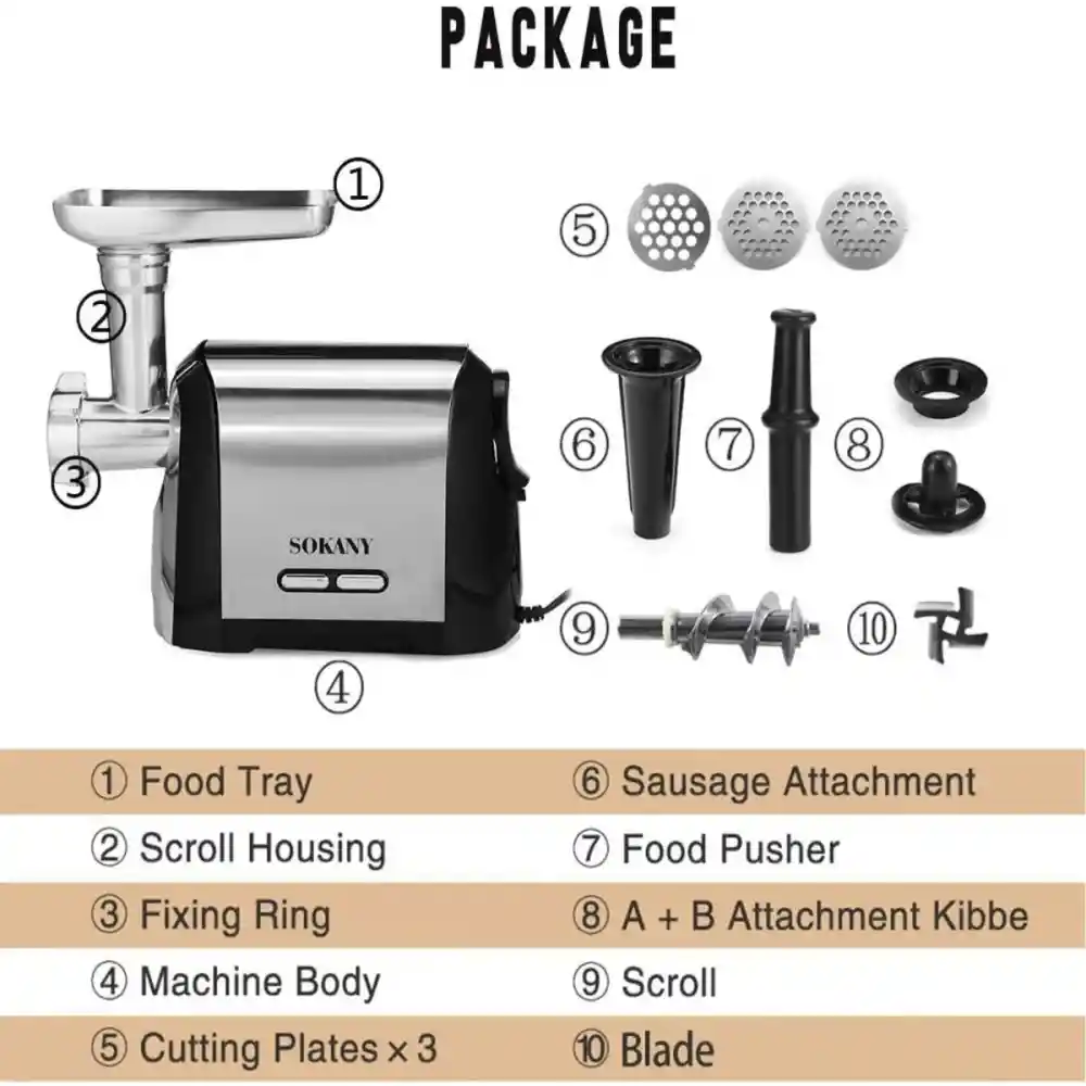 Molino De Carne Electrico Sokany 3200w