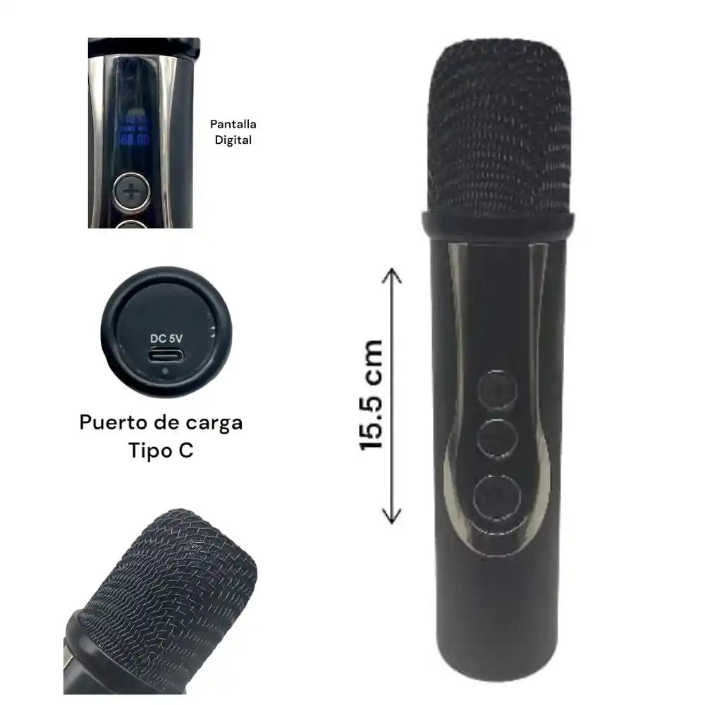 Microfono Inalambrico Karaoke Receptor Universal Recargable Vm-3
