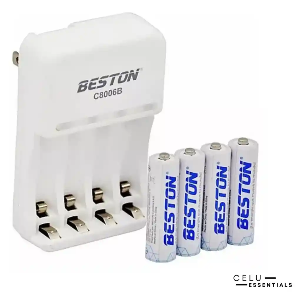 Cargador De Pilas Con Pilas Beston Aa Recargable X4