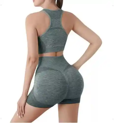 Conjunto Gym Short + Top Talla Unica Verde