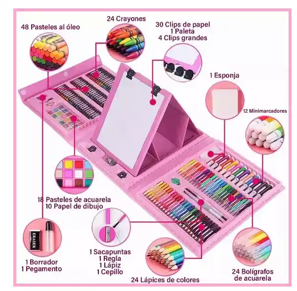 Set De Arte 208 Piezas Jl-321 Rosado
