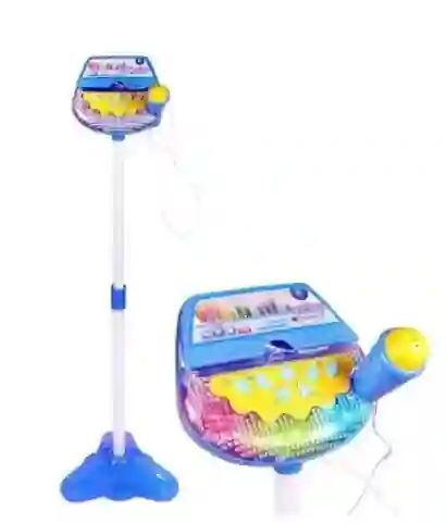 Juguete Micrófono Karaoke Para Niño Con Soporte Amplificador Mp3 Luz