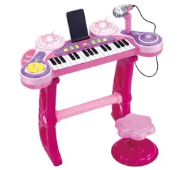 Juguete Piano Electrico Mp3 Rosado Con Silla