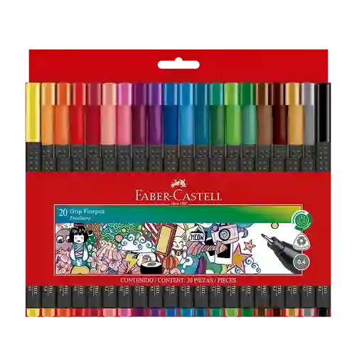 Rotuladores Faber Castell Grip Finepen 0.4 Colores Surtidos Caja X 20