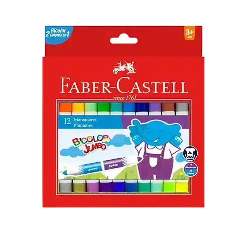 Marcadores Plumones Bicolor Jumbo Faber Castell X12