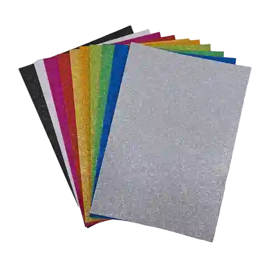 Foamy Escarchado 1/8 Colores Surtidos X 10 Und