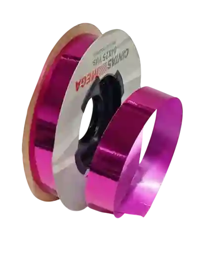 Cinta Liston De Papel Fucsia Metalizada 1,5cm X 25yrd