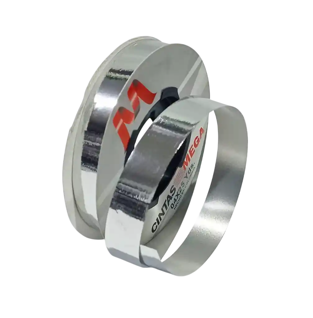 Cinta Liston De Papel Plata Metalizada 1,5cm X 25yrd