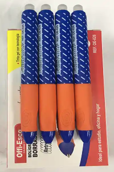 Esfero Gel Borrable Retractil Azul Oe-026 Por Unidad