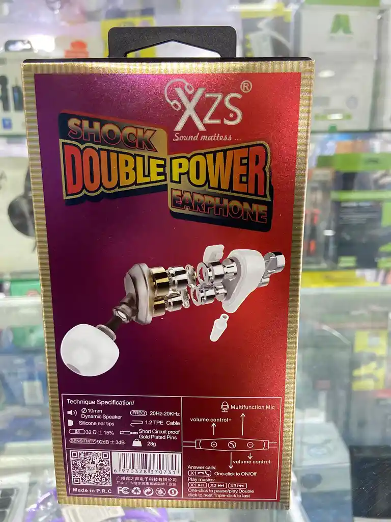 Audifonos Manos Libres Plug 3.5 Silicona Duoble Power Xzs Blanco Control Vol 1.2 Mts