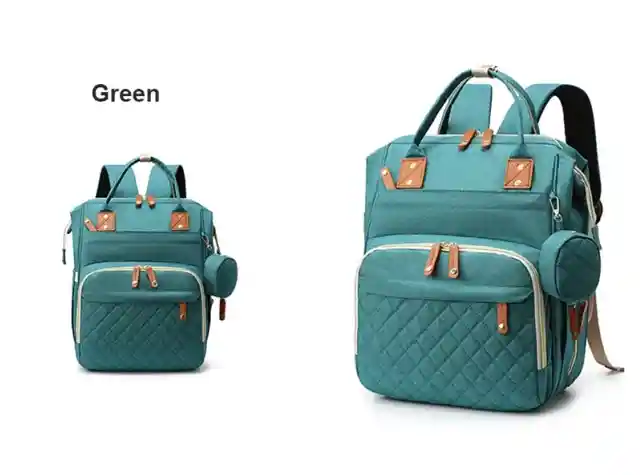 Pañalera Multifuncional Bebe Mochila Expandible Verde By-1