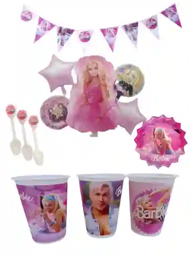 Decoración Fiesta Barbie Ken Feliz Cumpleaños Rosado