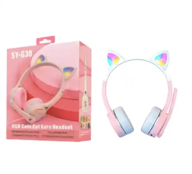 Diadema Sy-g30 Rosada Alámbrica Con Estilo De Orejas De Gato