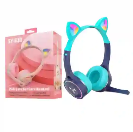 Diadema Sy-g30 Verde Alámbrica Con Estilo De Orejas De Gato