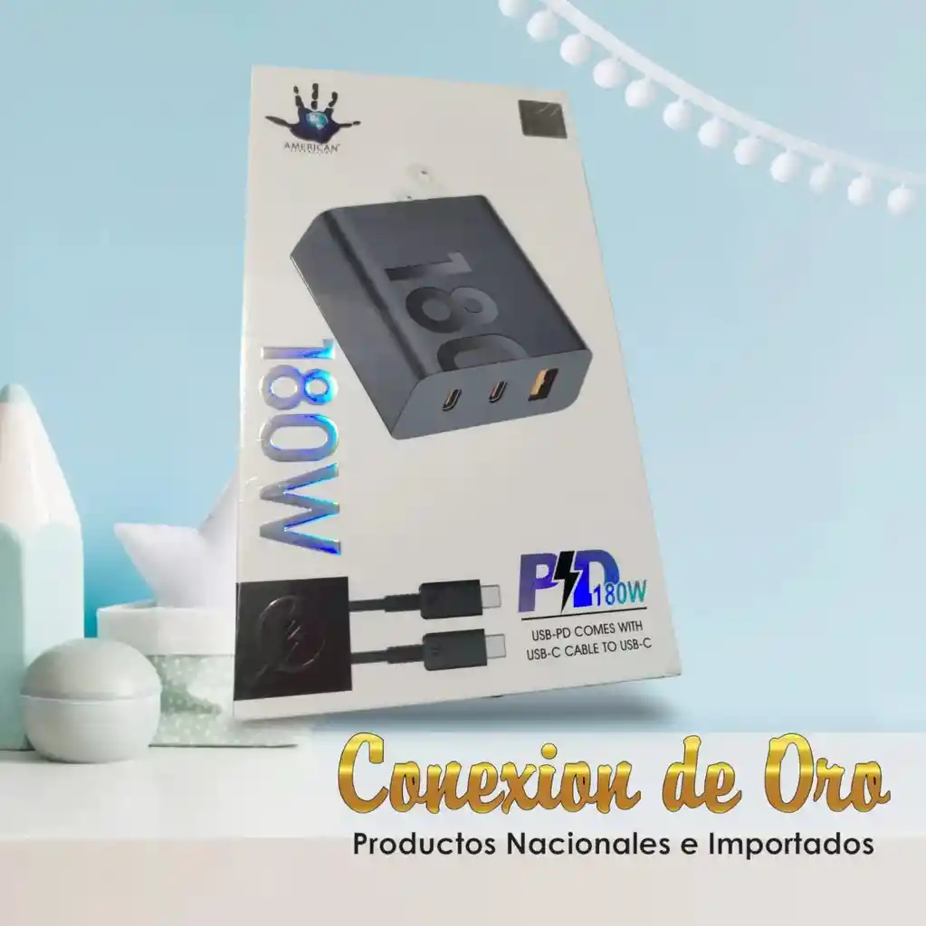 Cargador 180w American Triple Puerto Cargar Rápida