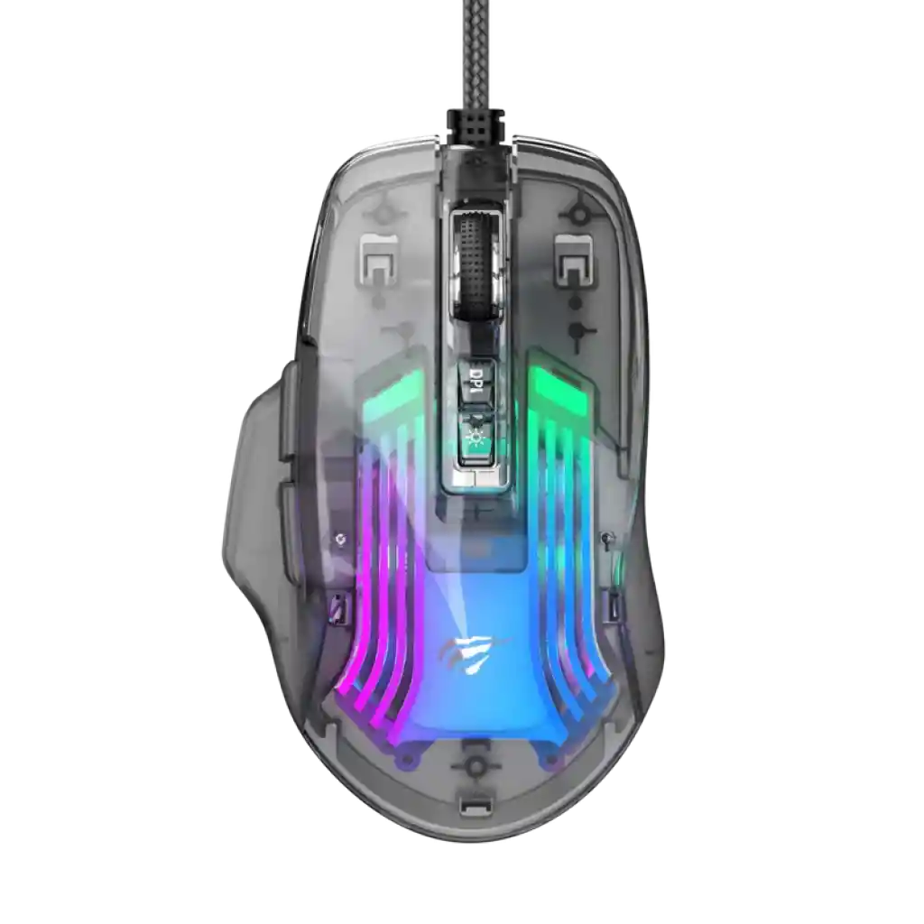 Mouse Havit Semi Transparente Con Software / Hasta 7200dpi / Ms1011se
