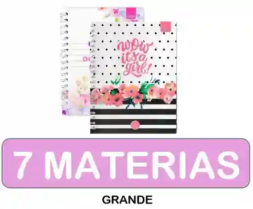 Cuaderno Grande 7 Materias Femenino Cuadriculado
