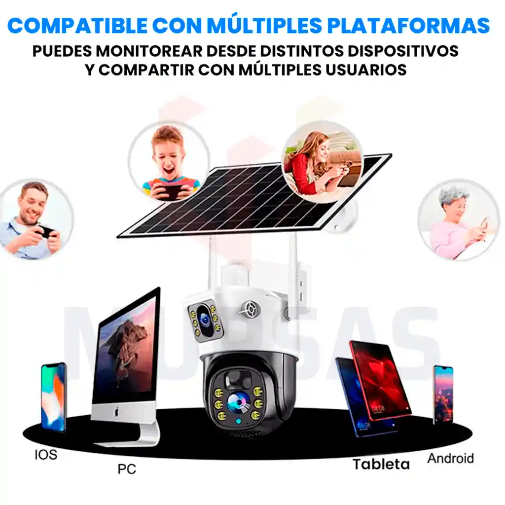 Cámara Ptz Wifi 2 Lentes Con Panel Solar Monitoreo Remoto