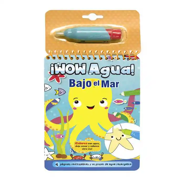 Libro Wow Agua Bajo El Mar Con Pincel Mágico Para Niños
