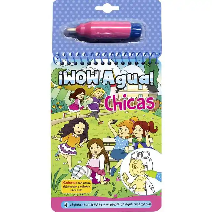 Libro Wow Agua Chicas Con Pincel Mágico Reutilizable Niños