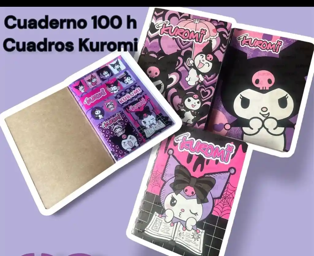 6 Cuadernos Kuromi Cuadros 100 Hojas