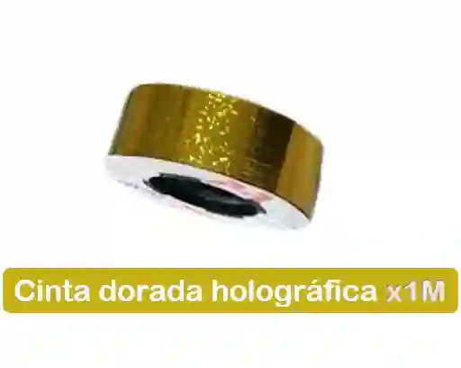 Cinta Dorada Holográfica 3 Cm Ancho X 1 Metro