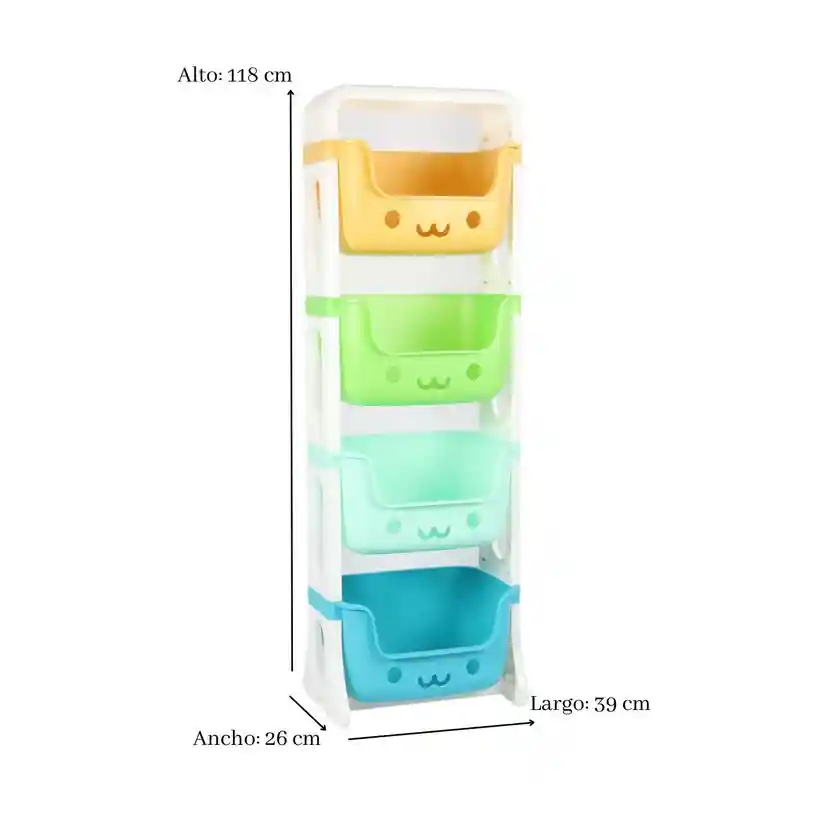 Estante Organizador Multiusos Infantil 4 Niveles Ordenar Cajas Cestas