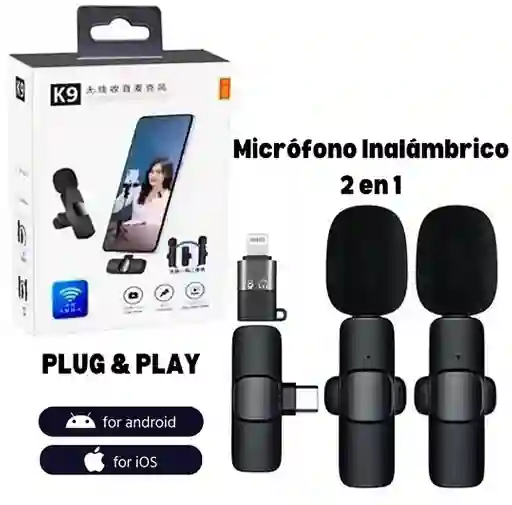 Microfono Inalambrico 2 En 1 Tipo C Y Iphone Lightning K9