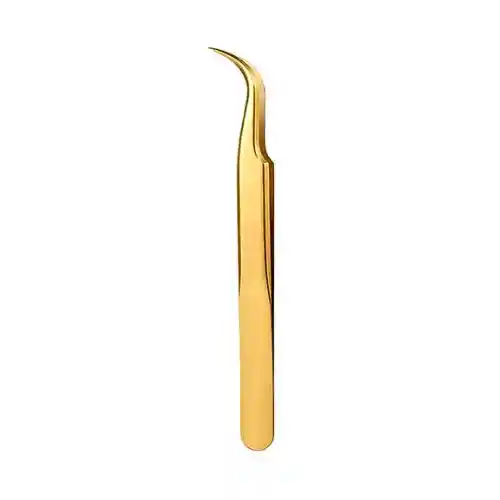 Pinza Curva Dorada Gold G02 Pestañas Pelo A Pelo