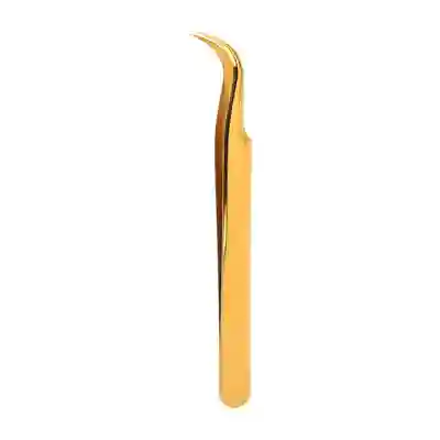 Pinza Curva Dorada Gold G02 Pestañas Pelo A Pelo