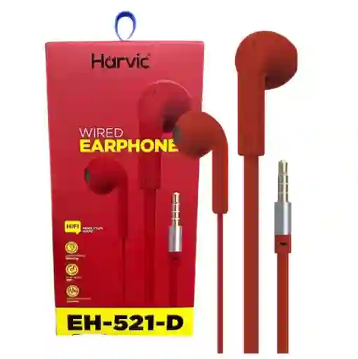Audífonos De Cable Harvic Eh-521-d Rojo