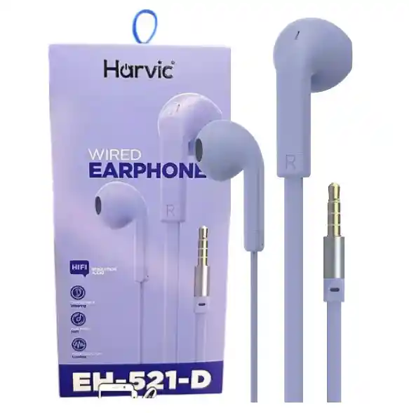 Audífonos De Cable Harvic Eh-521-d Morado Claro