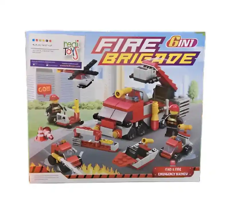 Juego De Construcción Brigada De Bomberos 6 En 1 Para Niños