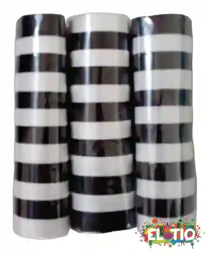 Serpentina Satinada Negro Con Blanco X3 Und
