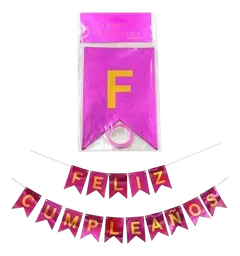 Feliz Cumpleaños Guirnalda Fucsia Mediana