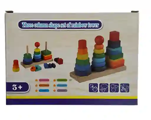 Juego Didáctico Torre De Formas Y Colores Madera Para Niños