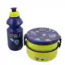 Combo Lonchera Porta Comidas Infantil Escolar Dos Puestos Con Termo Y Cubierto