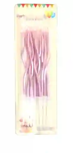 Vela Espiral Metalizada Oro Rosa 16 Cm X 10 Unidades