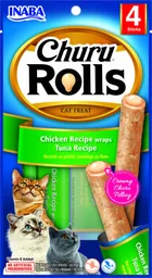 Inaba Cat Snack Churu - Rolls 4und Chicken Recipe Wraps Tuna Recipe (verde)