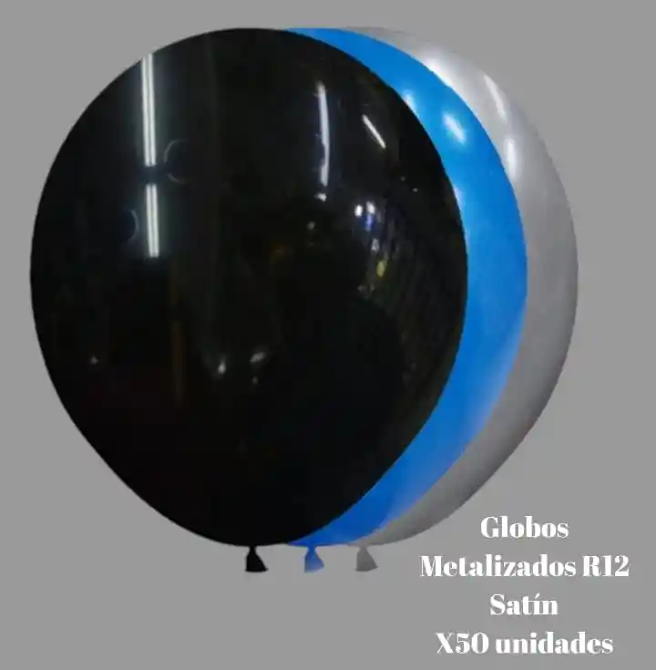 Globos Látex Satín X50 Unidades (negro, Azul Rey, Plateado)