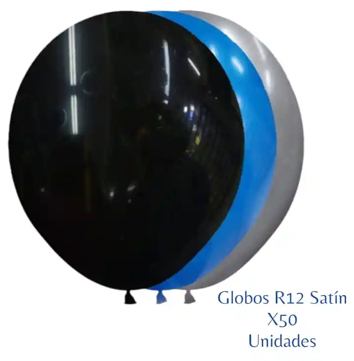 Globos Látex Satín X50 Unidades (negro, Azul Rey, Plateado)