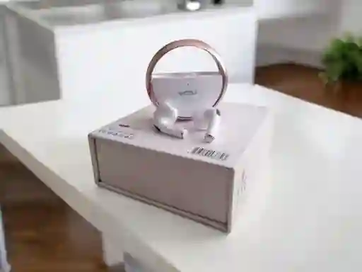 Auriculares Inalámbricos Bluetooth Oczu Manos Libres Color Blanco / Estuche Oro Rosa