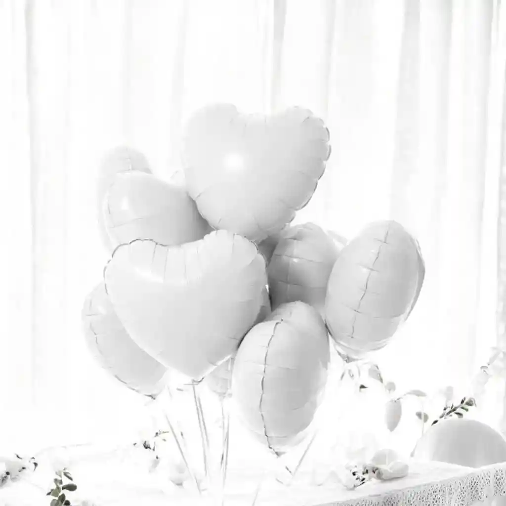 Globo Metalizado Corazón Blanco 18" (x1 Unidad)