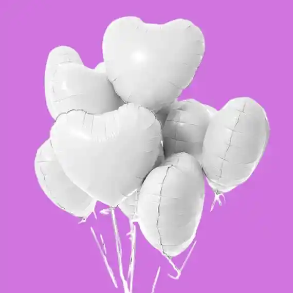 Globo Metalizado Corazón Blanco 18" (x1 Unidad)