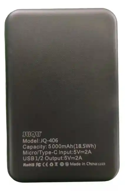 Power Bank Carga De 1 A 2 Veces Tu Celll -negro Batería Portátil 5000mah 2.1a Ultra Mini + Cable