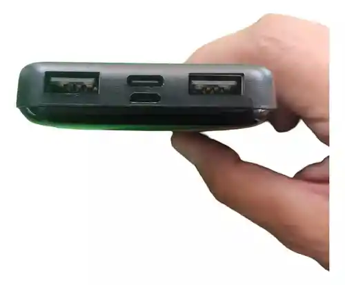 Power Bank Carga De 1 A 2 Veces Tu Celll -negro Batería Portátil 5000mah 2.1a Ultra Mini + Cable
